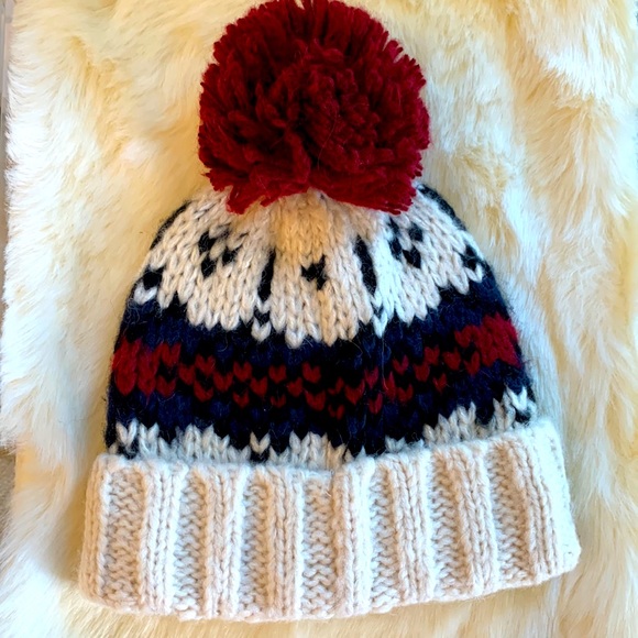 J. Crew Accessories - J crew cable knit pom beanie
